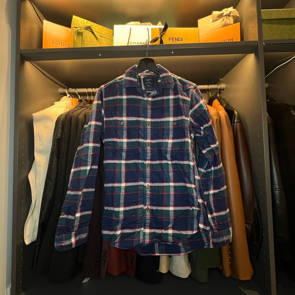 J. Crew Men’s Flannel (Navy/Green/Red/White Plaid)